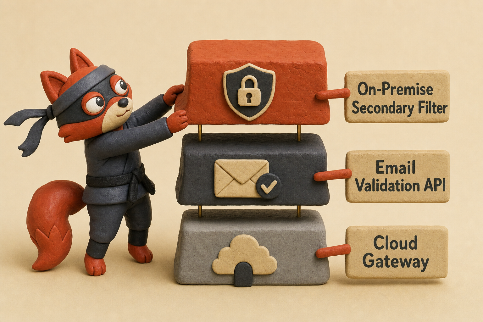 A three-tier anti-spam stack for small, medium, and large teams