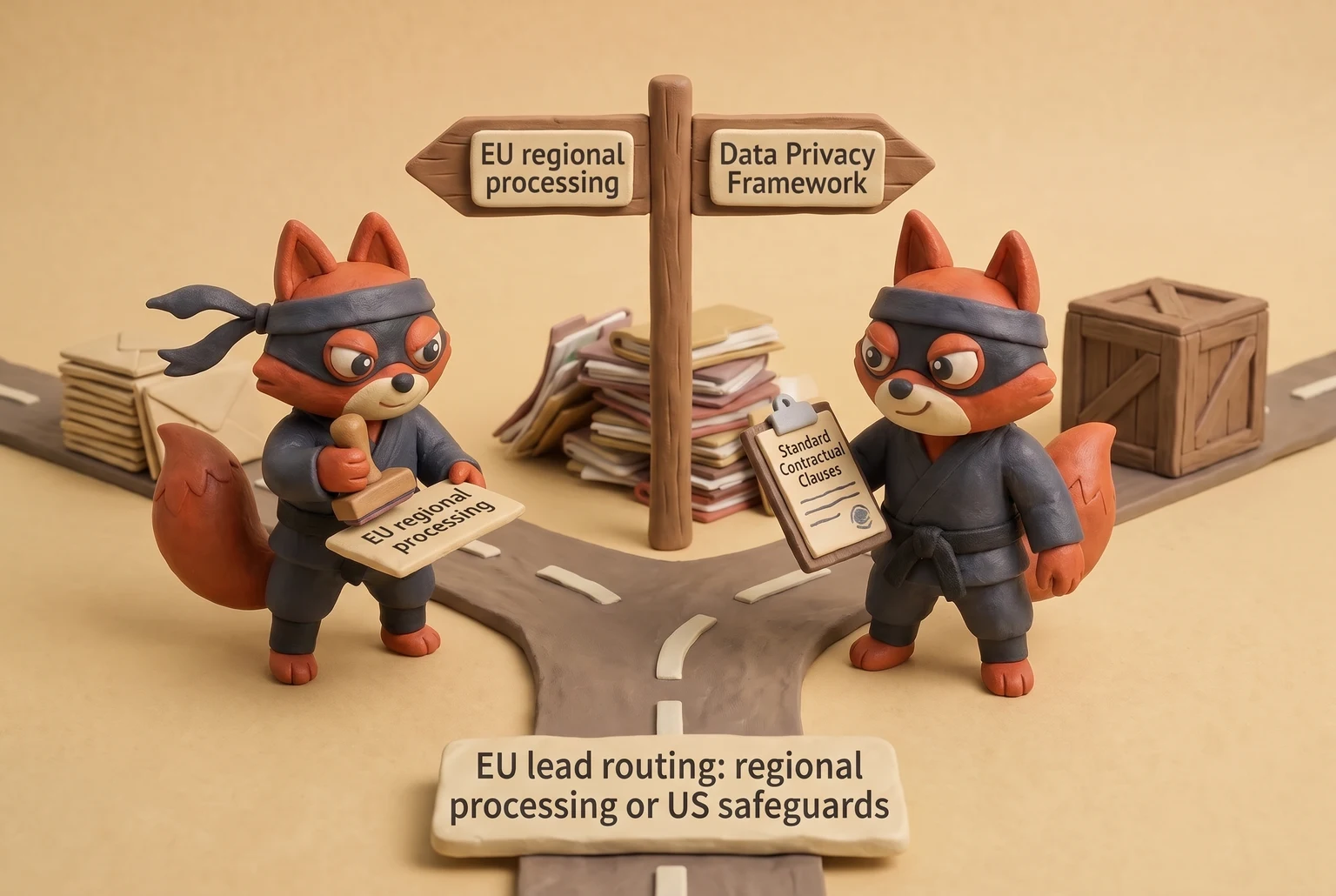 Forked EU email verification compliance path: stay in regional processing or apply US transfer safeguards.