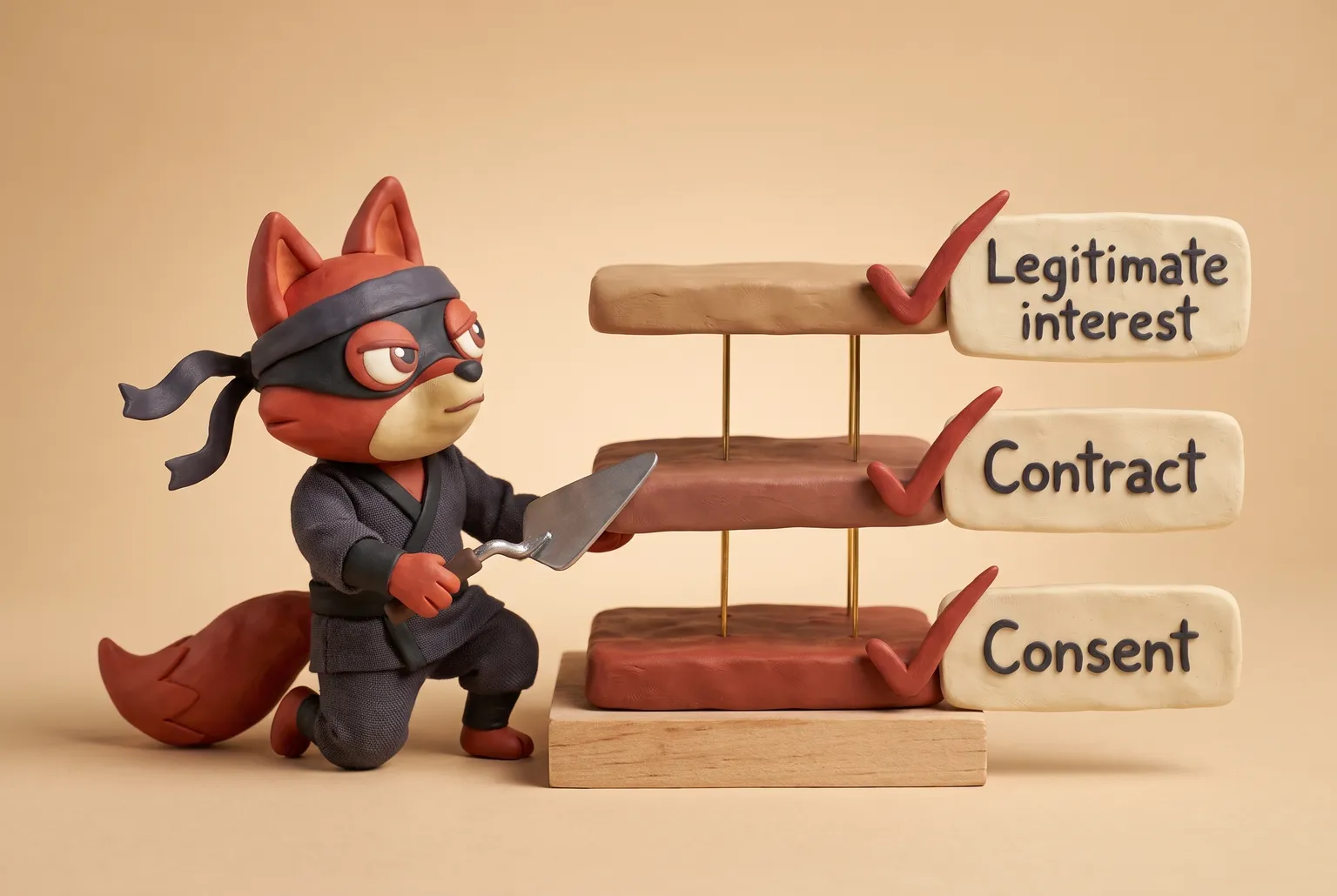 Stacked legal bases: consent as foundation, contract limited, legitimate interest skipped.