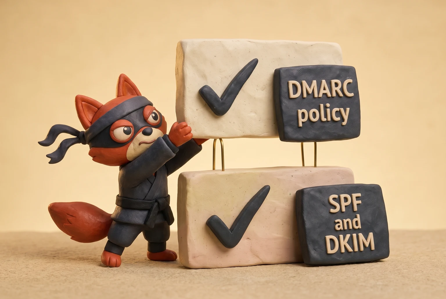 A capstone DMARC policy layer sits on an SPF and DKIM base.