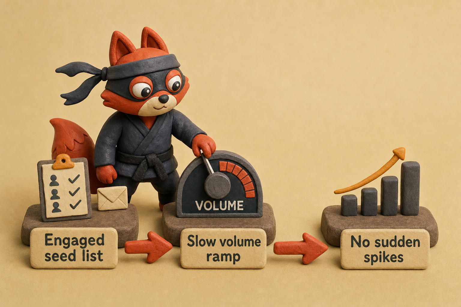 Warming up a domain by sending to a seed list and gradually increasing email volume.