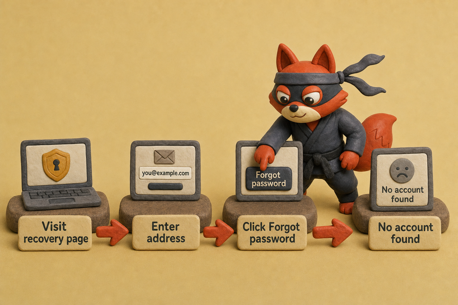 Steps to verify an email address is free using the account recovery page.
