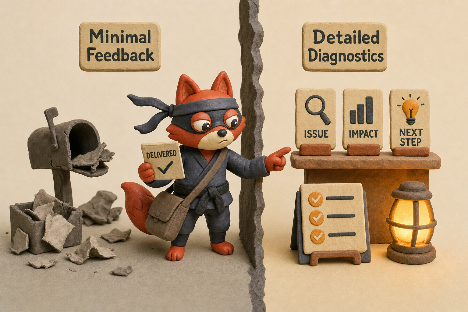 Contrast between minimal delivery feedback and detailed diagnostic webhooks