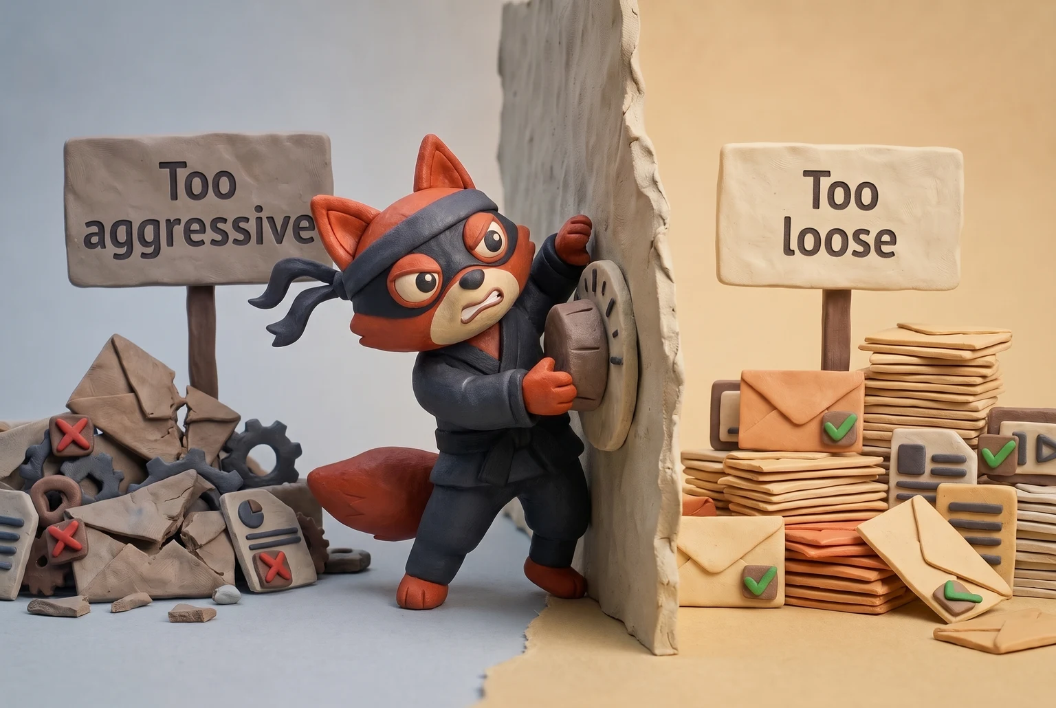 A fox operator shows how tuning a spam filter too aggressively or too loosely both lead to problems.