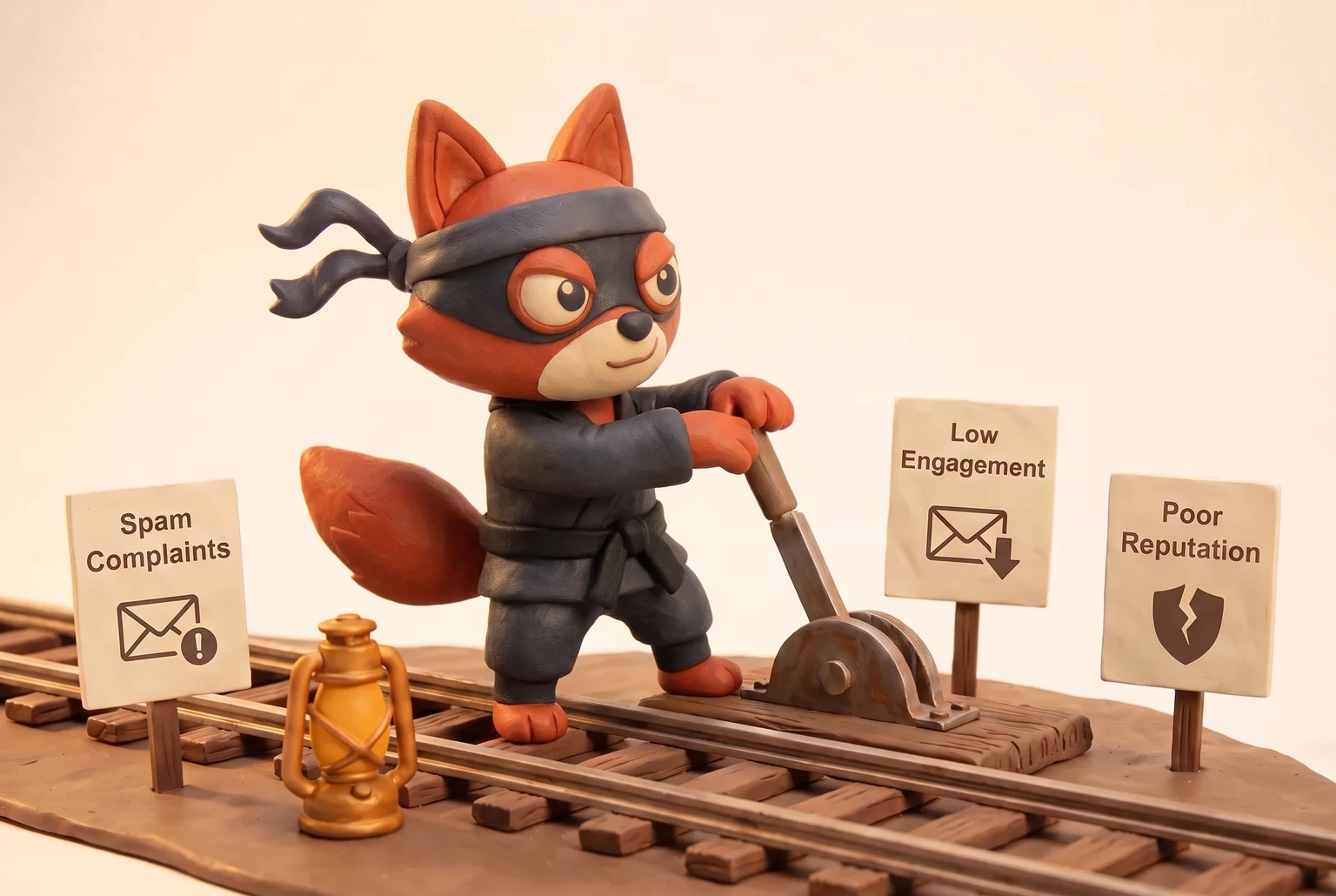 A fox as a railroad switch operator diagnosing two potential causes of poor email reputation.
