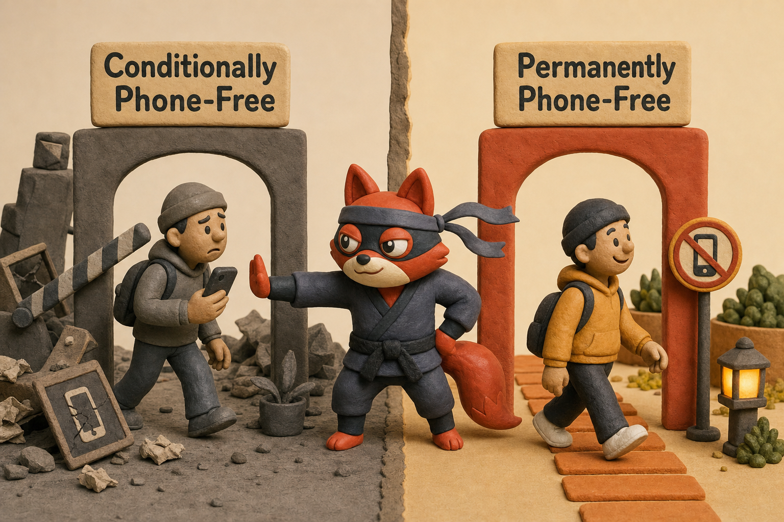 Contrast between permanently phone-free and conditionally phone-free email providers.