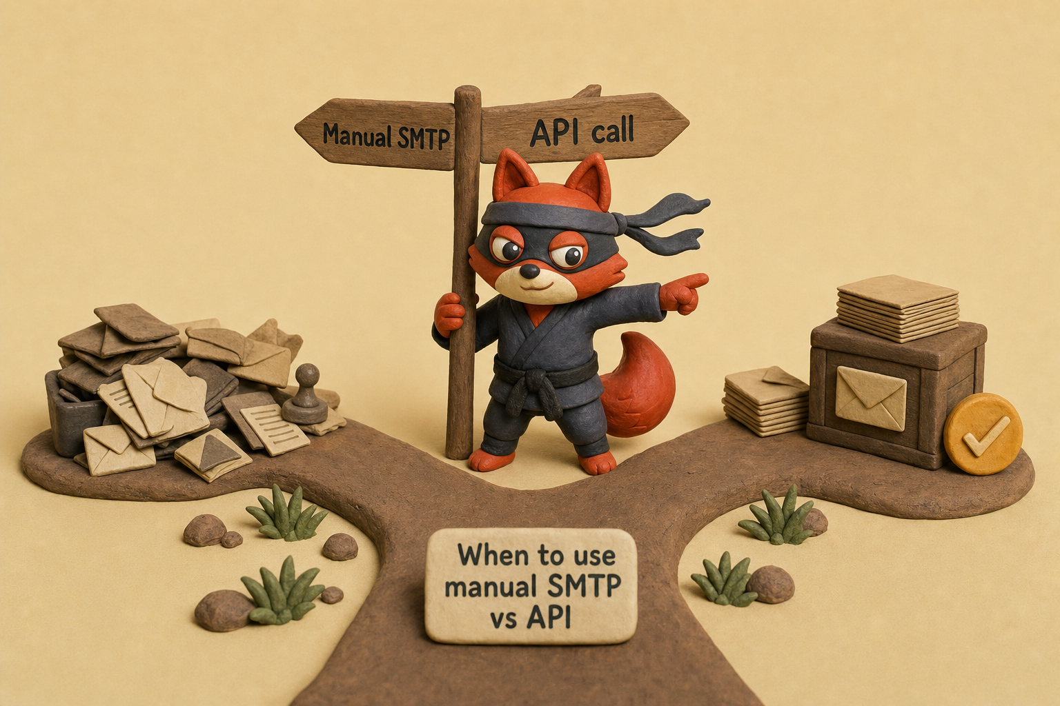 Decision diagram: use manual SMTP for one-off tests, API for recurring verification tasks
