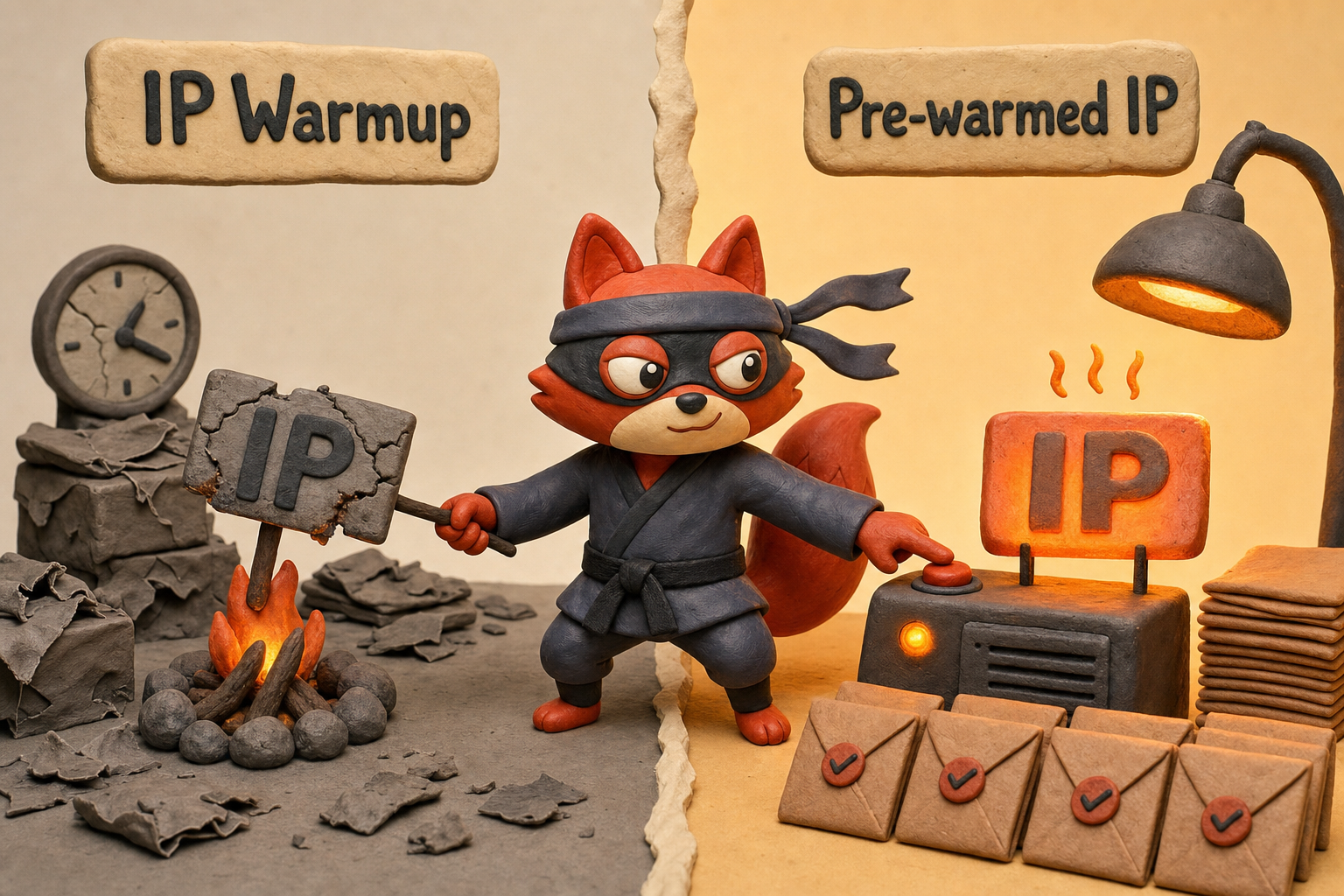 Self-hosted IP warmup takes weeks; free cloud SMTP lets you send immediately on a pre-warmed shared pool.