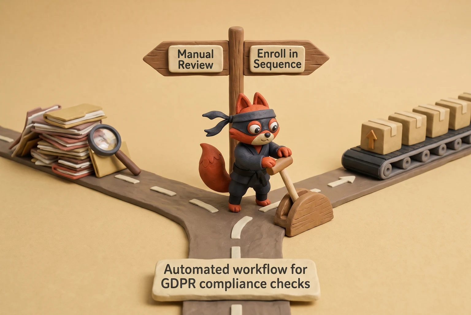 An automated workflow routes contacts for either manual review or email enrollment based on their country.