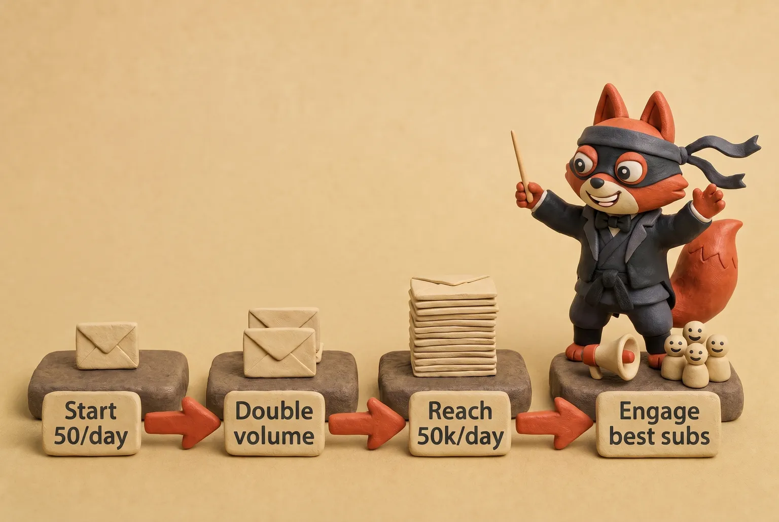 Four-step IP warm-up: scale volume from 50 to 50,000 emails per day while engaging best subscribers