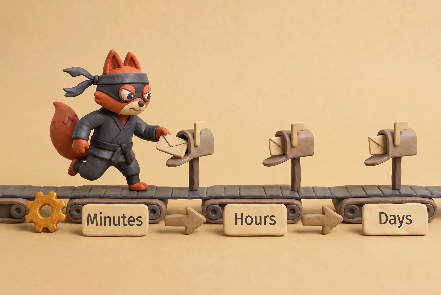 Three retry attempts at increasing intervals: minutes, hours, days.